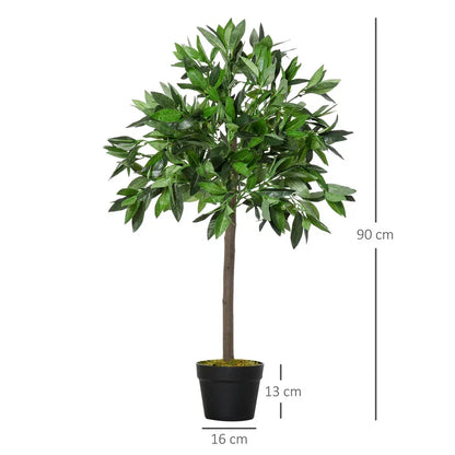 Pair Of 90cm/3FT Artificial Bay Laurel Topiary Trees w/Pot Fake Plant