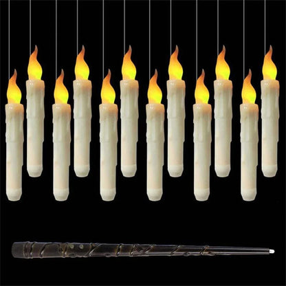12PCS Floating Candles Halloween Hanging Harry Potter LED Candles Warm White