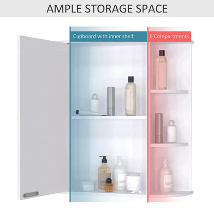 Wall Mounted Bathroom Cabinet with Mirror Single Door Storage Shelves