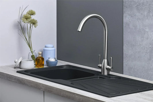 Kitchen Sink Single black  1.0 Bowl Reversible Inset With Waste Kit