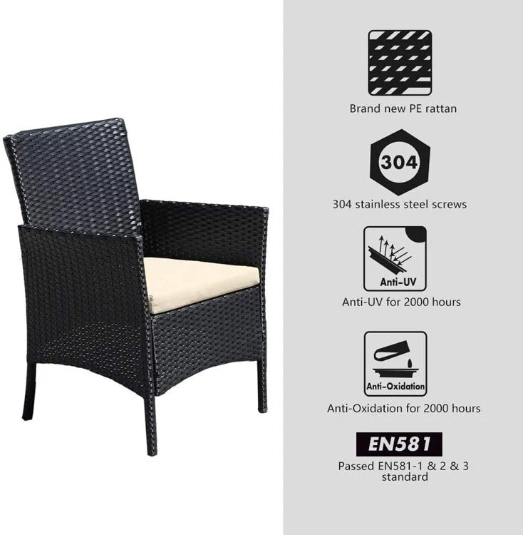 Outdoor Rattan Garden Furniture Sofa Set Patio Wicker Chairs Table 4Pieces