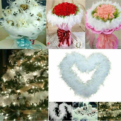 2M Christmas Tree White Feather Boa Strip Xmas Ribbon Home Party Garland❀