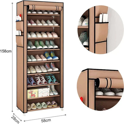 10 Tier Cabinet Storage Organiser Shoe Rack Stand Holds 27 Pairs Dustproof