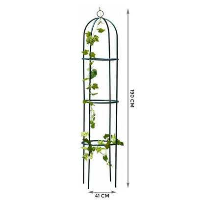 1.9M GARDEN OBELISK BLACK METAL OUTDOOR TRELLIS CLIMBING PLANT SUPPORT FRAME