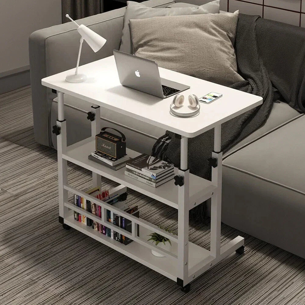 Adjustable Height Small PC Computer Desk Mobile Overbed Table Laptop Stand Shelf