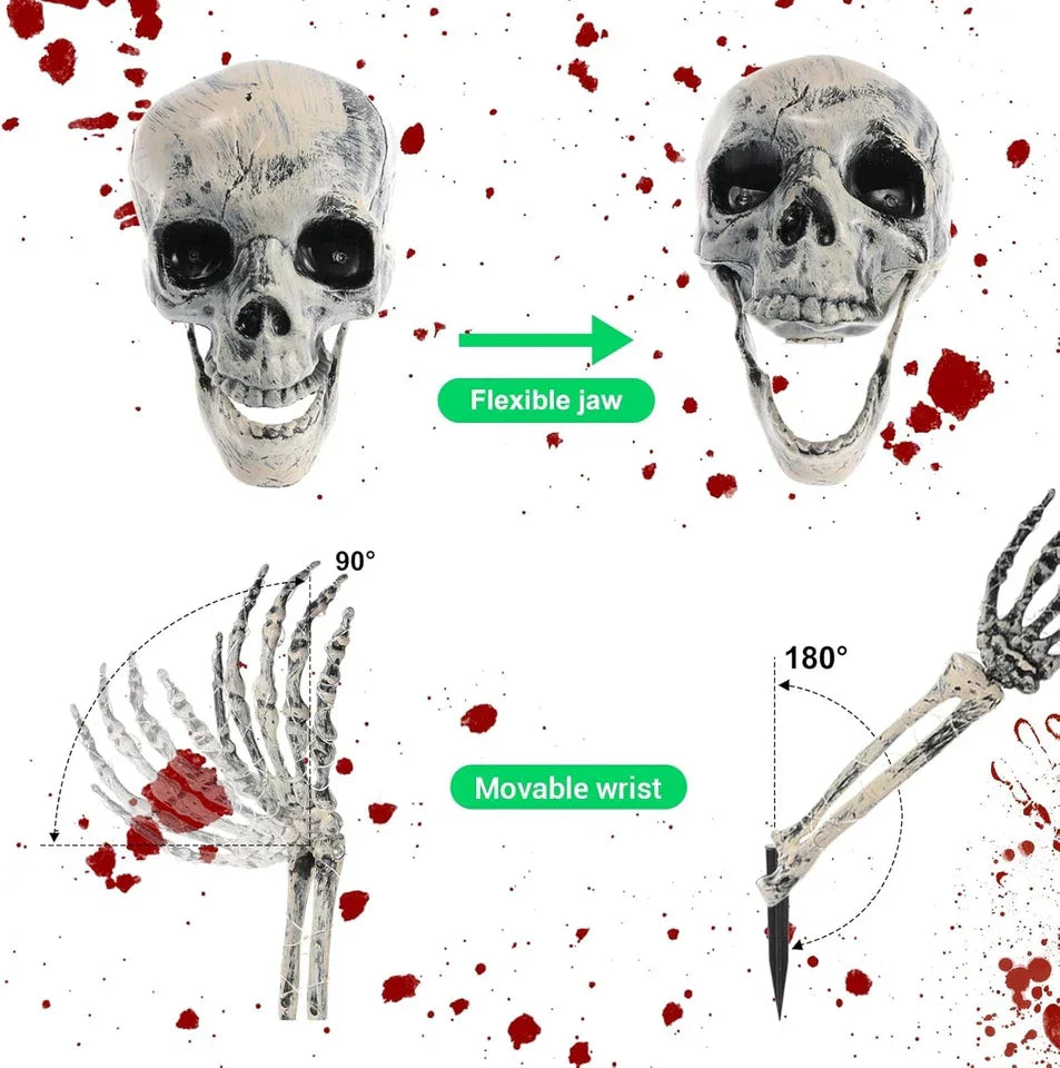 Large Ground Breaking Skeleton with Light Up Eyes Halloween Decoration Prop
