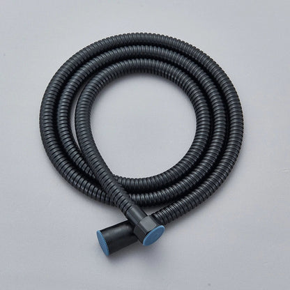 Black Exposed Bathroom Shower Twin Head Large Bar Set Square Valve Rail Hose Tap