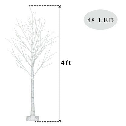 Outdoor 4ft, 6ft, 8ft Birch Christmas Twig Tree Pre Lit Ice Warm White Multi LED