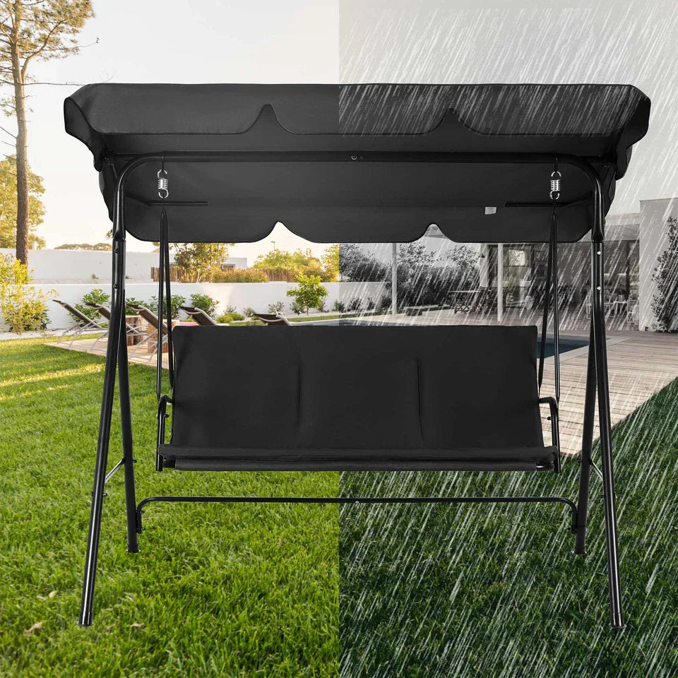Garden Hammock Swing Chair 3 Seater Bench Canopy Patio Cushion Outdoor Strattore