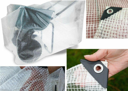 Heavy-Duty Waterproof Mesh Reinforced Transparent Polyethylene Sheeting Clear Tarpaulin Multipurpose