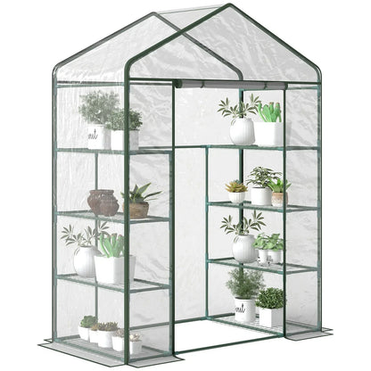 Walk In Greenhouse Grow House Plants Protector Reinforced PVC Cover 4 Shelves