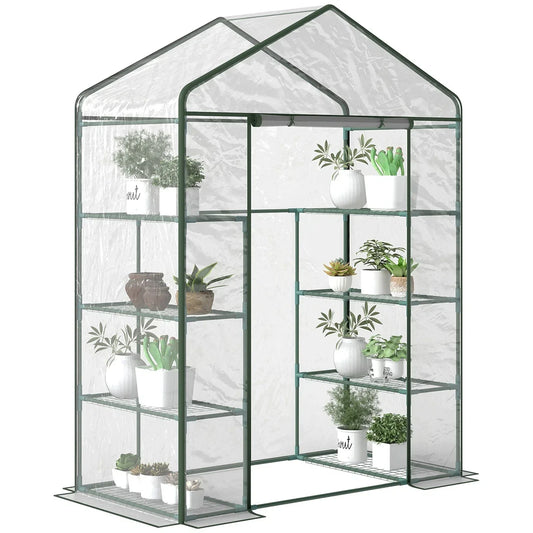 Walk In Greenhouse Grow House Plants Protector Reinforced PVC Cover 4 Shelves