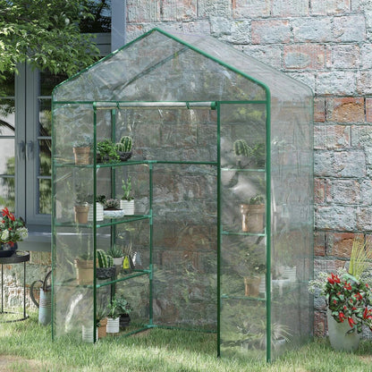 Walk In Greenhouse Grow House Plants Protector Reinforced PVC Cover 4 Shelves
